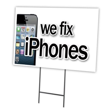 Signmission We Fix Iphones Yard Sign & Stake outdoor plastic coroplast window, C-2436-DS-We Fix Iphones C-2436-DS-We Fix Iphones